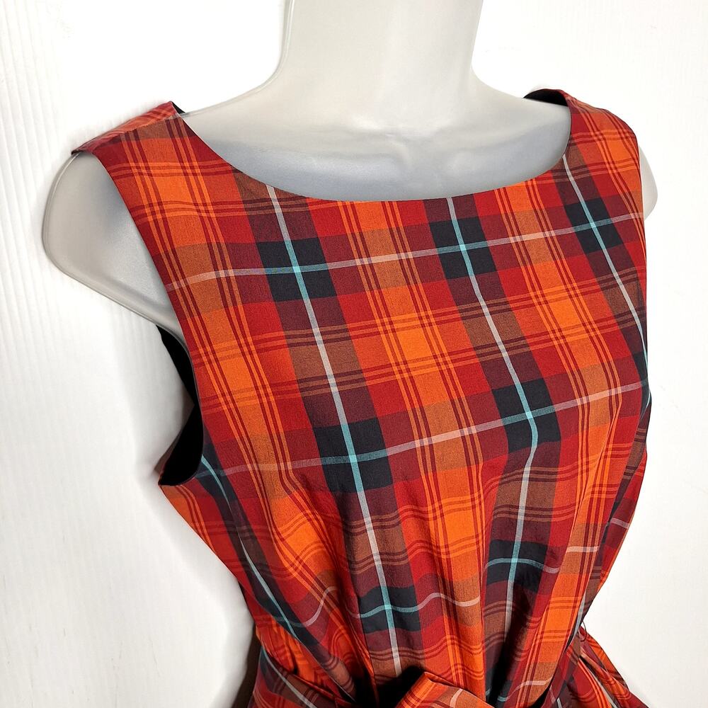 L.L. Bean Women's Signature Poplin Dress Plaid Tartan 12 Cotton Halloween Fall - Picture 7 of 13